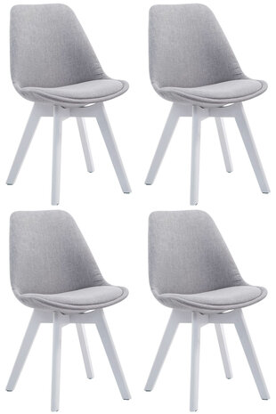 4-delige set bezoekersstoelen Birnii V2 Wit Stof, Grijs