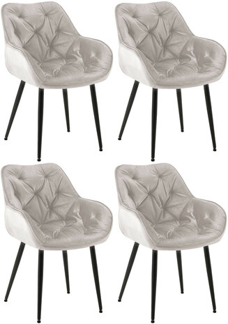 4-delige set stoel Tinni fluweel, Grijs