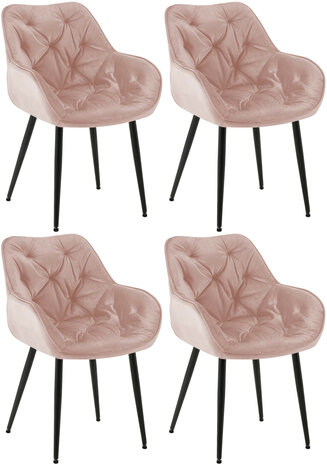 4-delige set stoelen Tinni fluweel, 