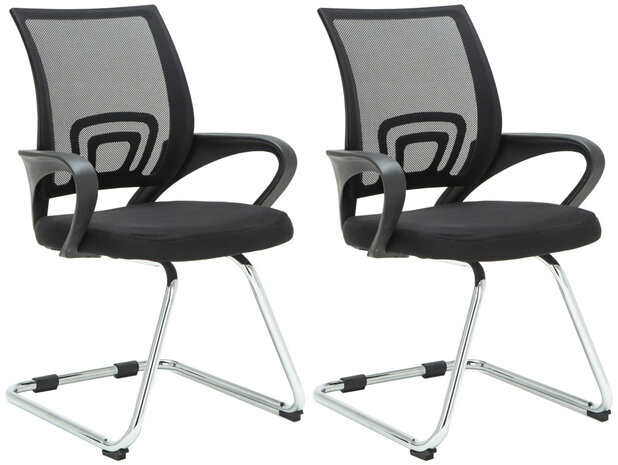 Set van 2 bezoekersstoelen Aeruke, Zwart
