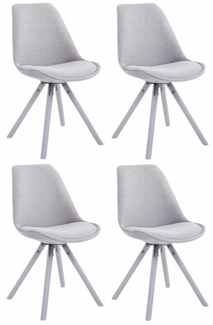 4-delige set stoelen Teulouso Stof Rond wit, Grijs