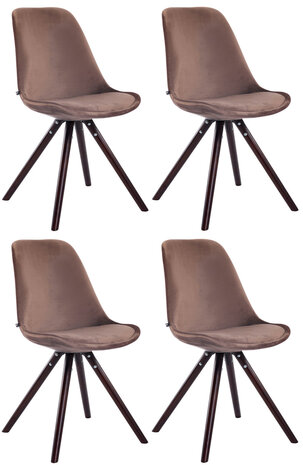 4-delige set stoelen Teulouso fluweel Rond cappuccino, Bruin