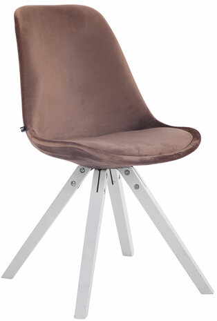 4-delige set stoelen Teulouso fluweel vierkant wit, Bruin