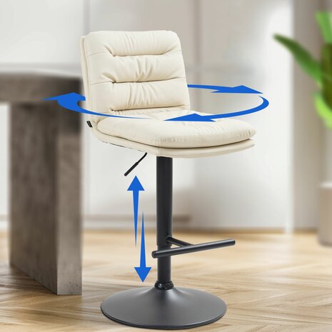 Barstoel Dimir Kunstleer zwart, Creme