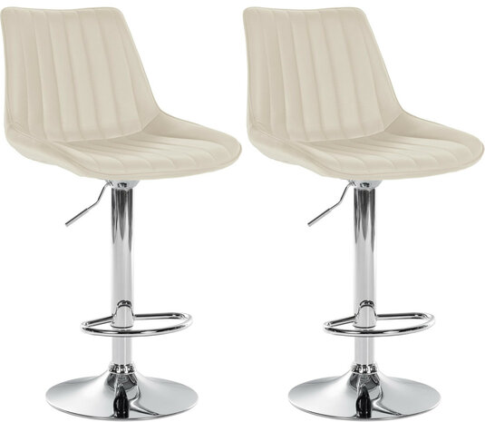 2-delige set barkruk Tino kunstleer chroom, Creme