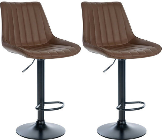 2-delige set barkruk Tino kunstleer zwart, Bruin