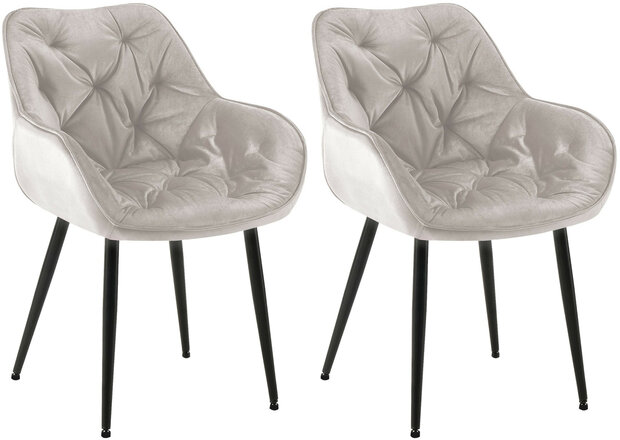 2-delige set stoel Tinni fluweel, Grijs