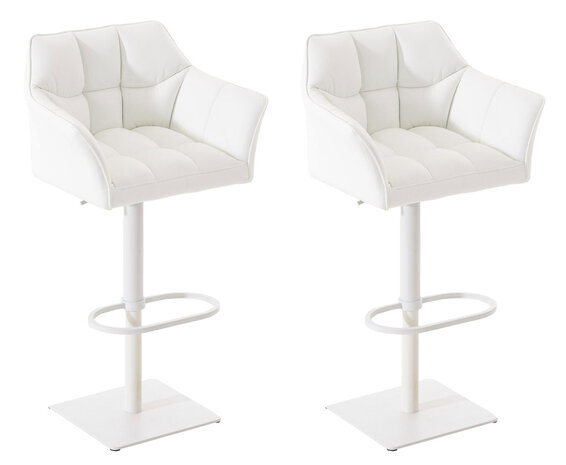2-delige set barkruk Domasa kunstleer wit, Wit