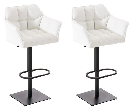 2-delige set barkrukken Domasa kunstleer zwart, Wit