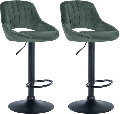 2-delige set barkrukken Melit fluweel B, Groen