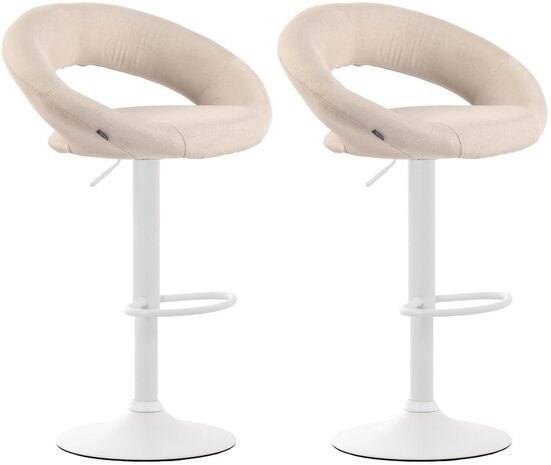 2-delige set barkrukken Alindo stof wit, Creme