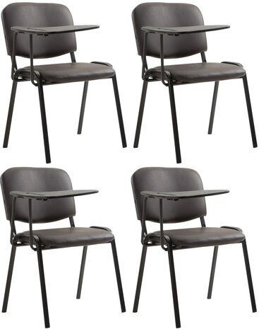 4-delige set stoelen Kin met inklapbare kunstlederen tafel, Bruin