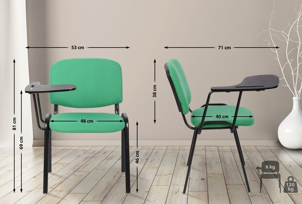 4-delige set stoelen Kin met klaptafel stof, Groen