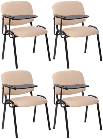 4-delige set stoelen Kin met inklapbare tafel stof, Creme