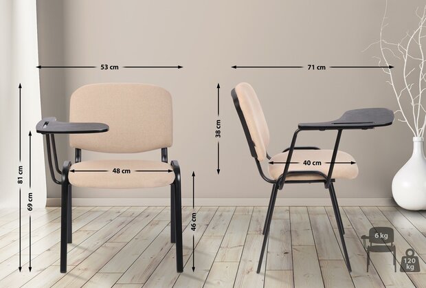 4-delige set stoelen Kin met inklapbare tafel stof, Creme