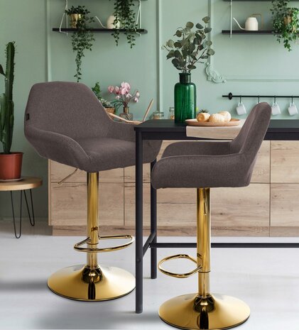 Barkruk Braga Goud Stof, Bruin