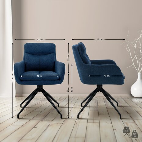 Eetkamerstoel Semors Stof, Blauw