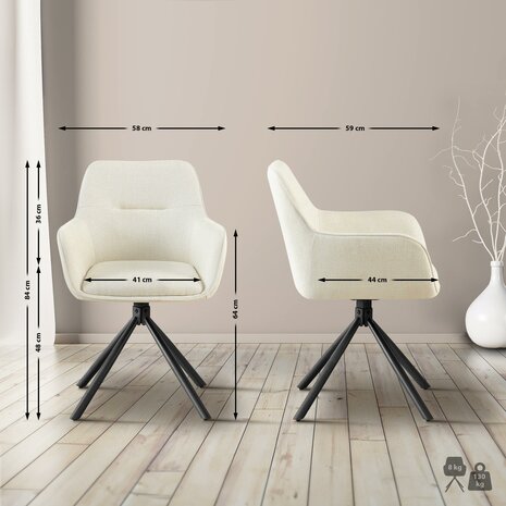 Stoel Toptin Stof, Creme