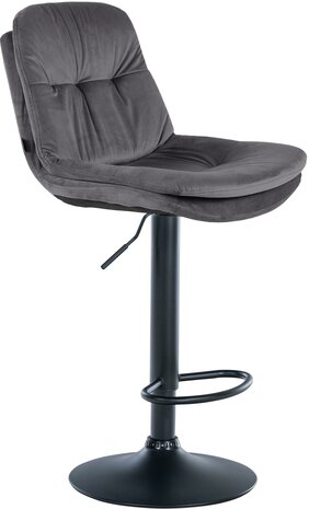 Barkruk Leural Fluweel zwart, Grijs