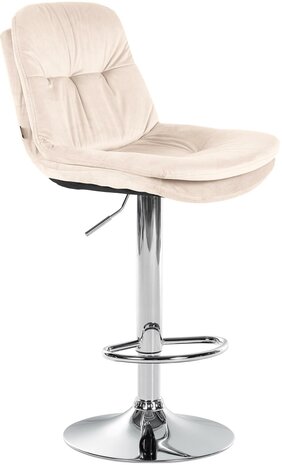 Barkruk Leural Fluweel chroom, Creme
