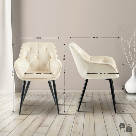 Bezoekersstoel Cissas Fluweel, Creme