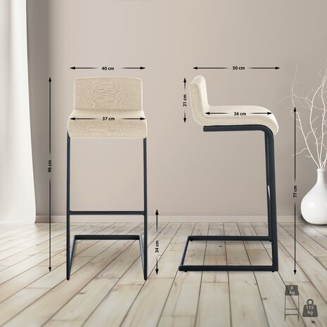 Barkruk Nowpert Stof B, Creme