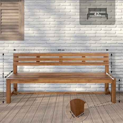 Teakbank Iegesti 200 cm, 