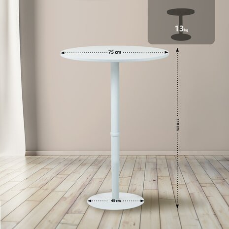 Statafel Horeferd rond 75 cm, Wit