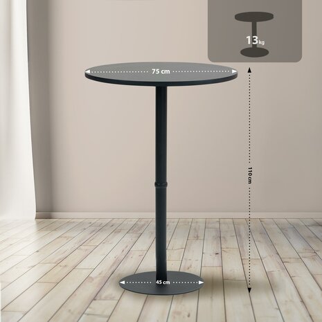 Statafel Horeferd rond 75 cm, Zwart