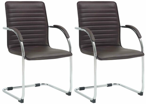 Set van 2 bezoekersstoelen Tari kunstleer, Bruin