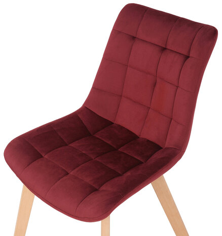 2-delige set eetkamerstoelen Pissaac fluweel, Rood