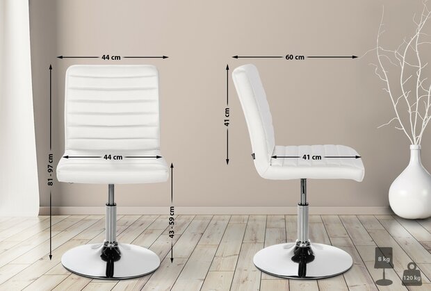 2-delige set eetkamerstoel Alves kunstleer, Wit
