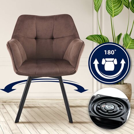 Eetkamerstoel Jirdo Fluweel, Bruin
