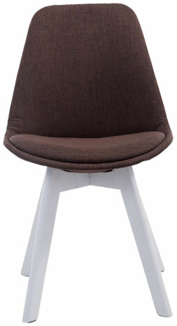 4-delige set bezoekersstoelen Birnii V2 Wit Stof, Bruin