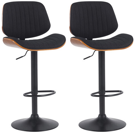 2-delige set barkruk Clowsan stof zwart, Zwart