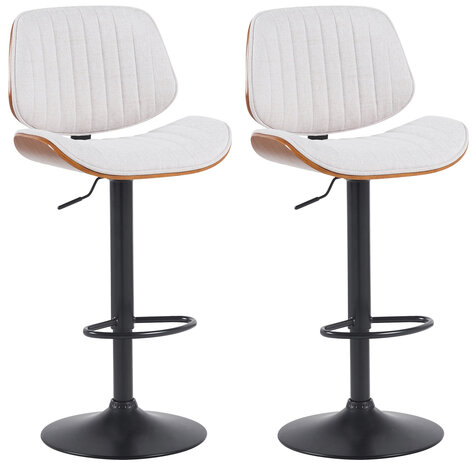 2-delige set barkruk Clowsan stof zwart, Creme