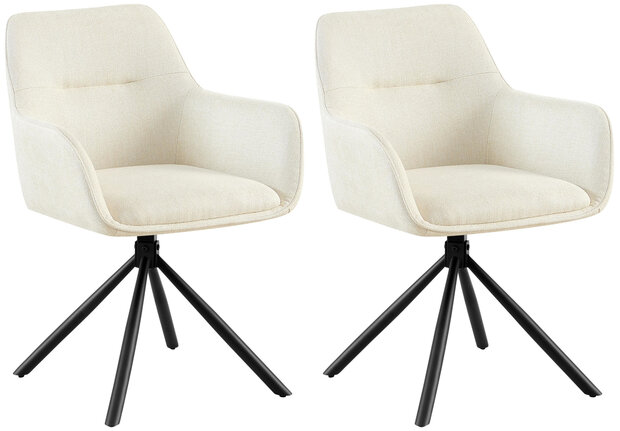 2-delige set stoel Toptin stof, Creme