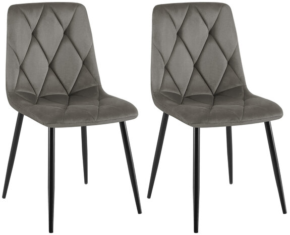 2-delige set eetkamerstoel Cloirtan fluweel, 