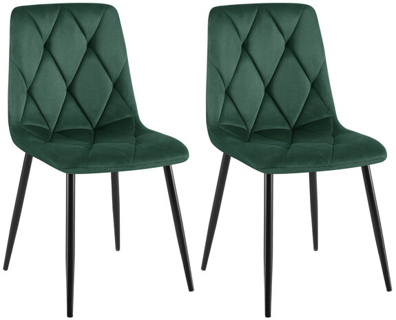 2-delige set eetkamerstoel Cloirtan fluweel, Groen