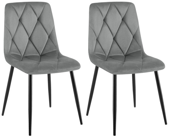 2-delige set eetkamerstoel Cloirtan fluweel, Grijs