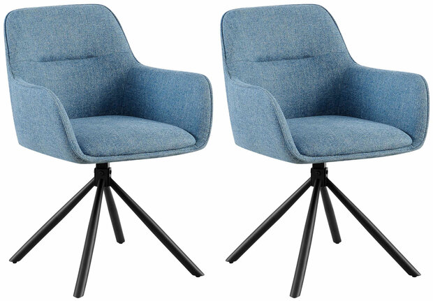 2-delige set stoel Toptin stof, Blauw