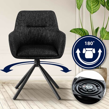 2-delige set stoel Toptin stof, Zwart