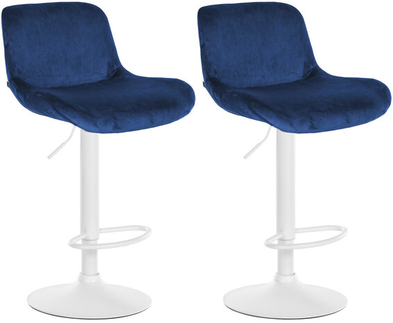 2-delige set barkrukken Silin Wit Fluweel, Blauw
