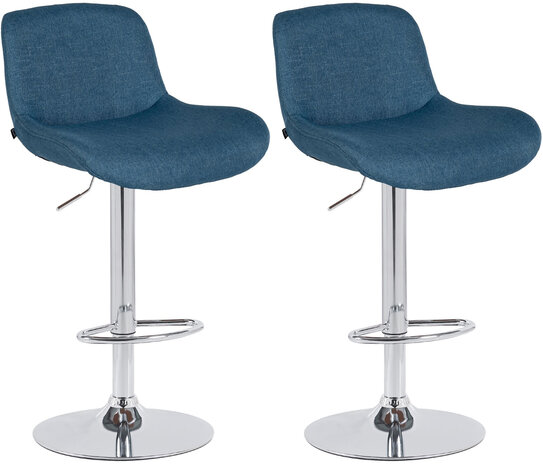 2-delige set barkrukken Silin Chroom Stof, Blauw