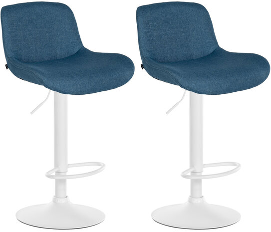 2-delige set barkrukken Silin Wit Stof, Blauw