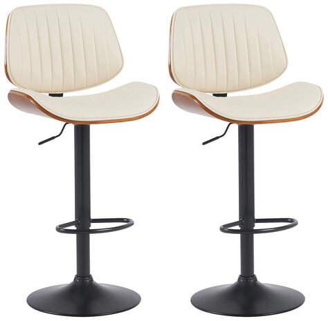 2-delige set barkruk Clowsan kunstleer zwart, Creme