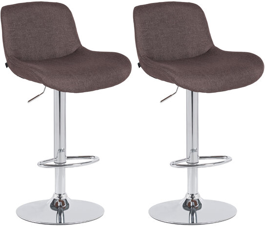 2-delige set barkrukken Silin Chroom Stof, Bruin