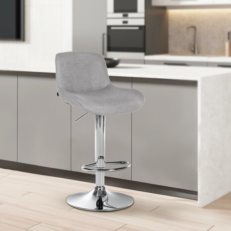 2-delige set barkrukken Silin Chroom Stof, Grijs