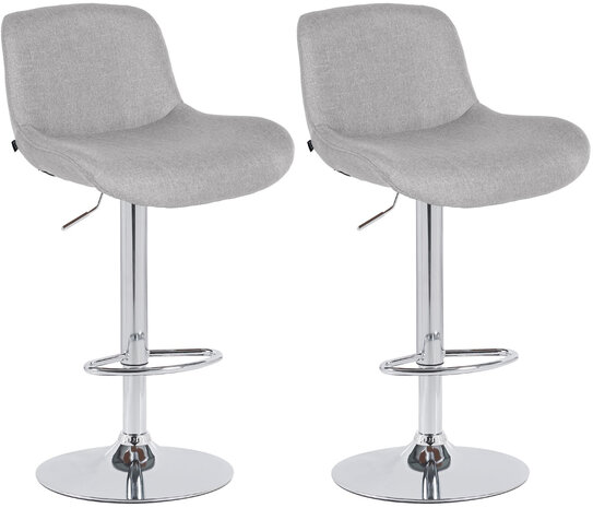 2-delige set barkrukken Silin Chroom Stof, Grijs