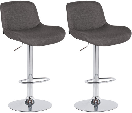 2-delige set barkrukken Silin Chroom Stof, Grijs
